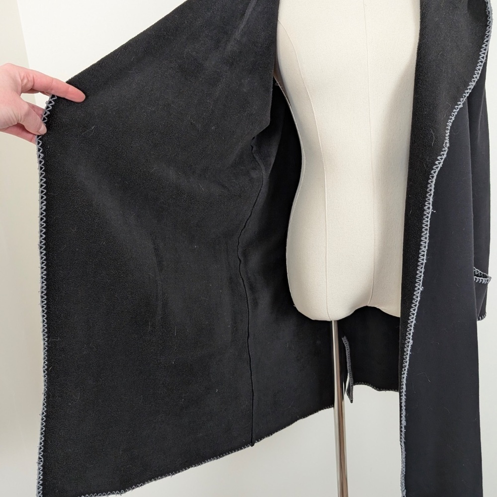(Free with Purchase) Rain Long Cardigan Contrast Stitching Coatigan Hood - Picture 3 of 11
